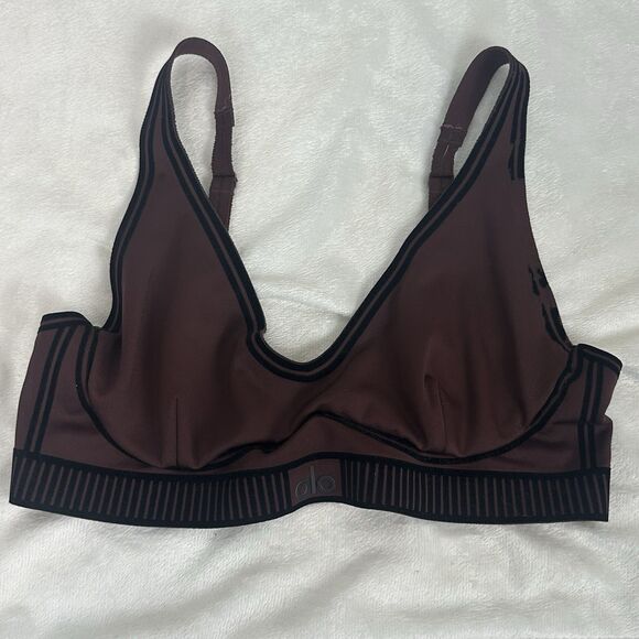 Alo Yoga Airlift Line Up Bra Brown Black Size XS Sold Out Limited Edition - Picture 1 of 11